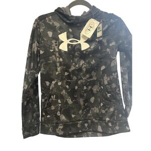 Under Armour Youth Large Hoodie Camouflage Black Gray Pullover Fleece NEW Unisex